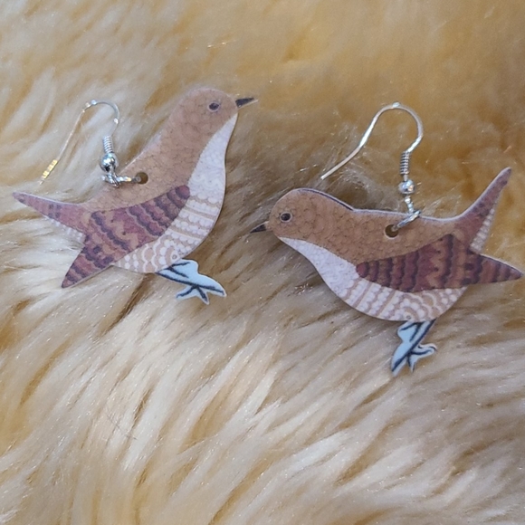 Petite Glass Costume Earrings Frida Kahlo Birds - Picture 7 of 7